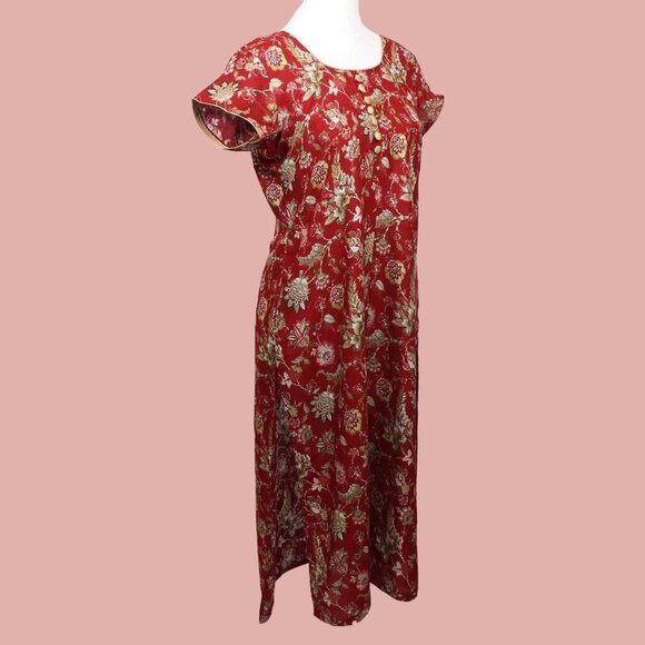 Red Flower Print Kurta, Tranquil Threads | Muvvas Boutique - Picture 4 of 5